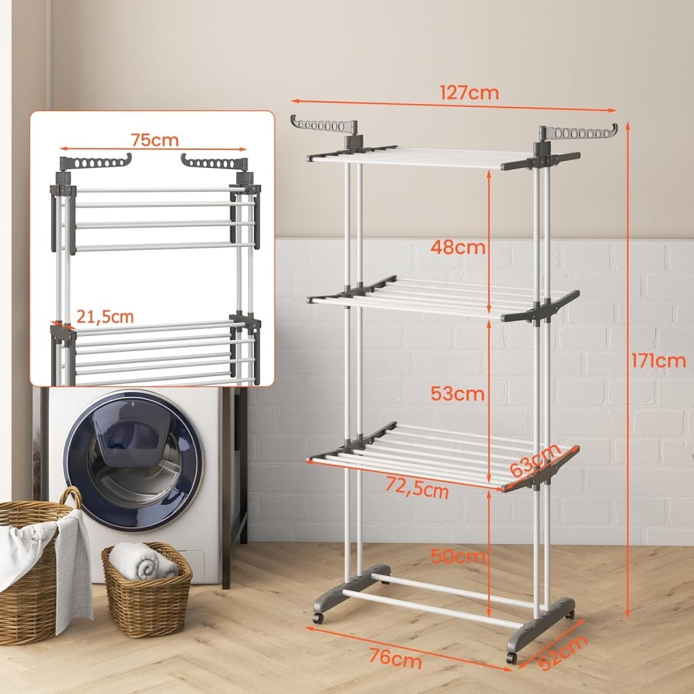 Étendoir à linge 4 niveaux support pliable 1 étagère — vue 4