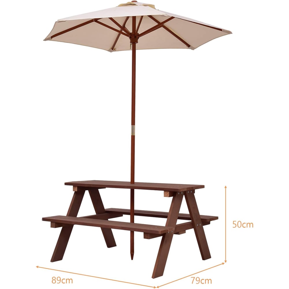 Table d'extérieur pour enfants avec parasol 89×79×50 cm (Giantex) - Image 1