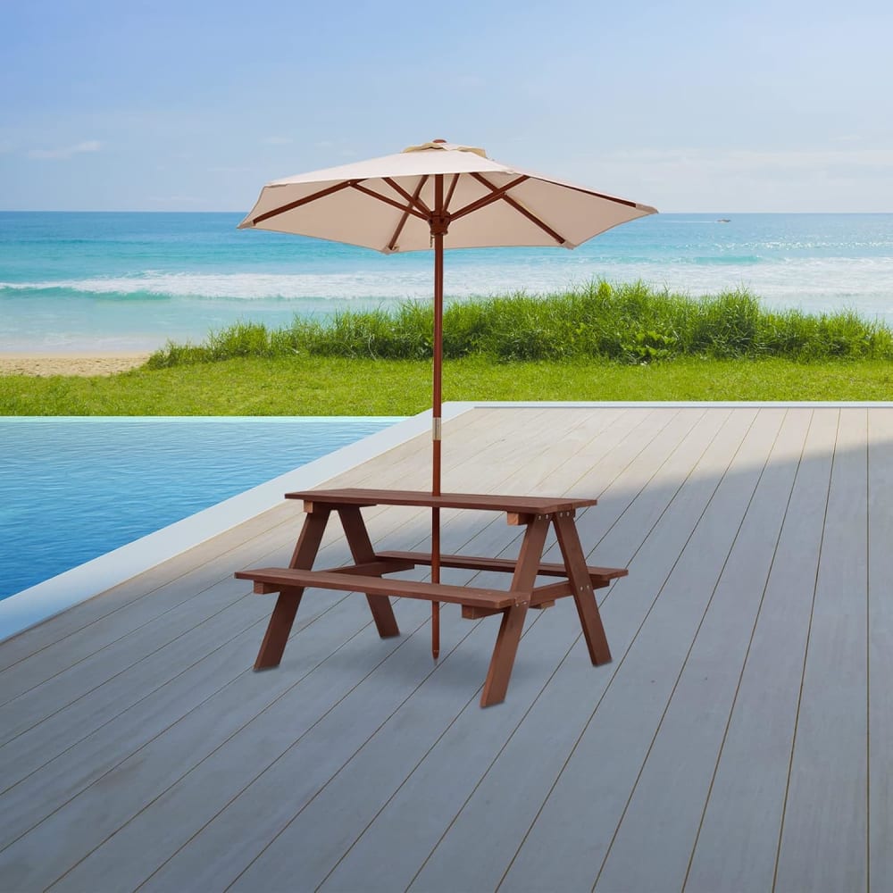 Table d'extérieur pour enfants avec parasol 89×79×50 cm (Giantex) - Image 2