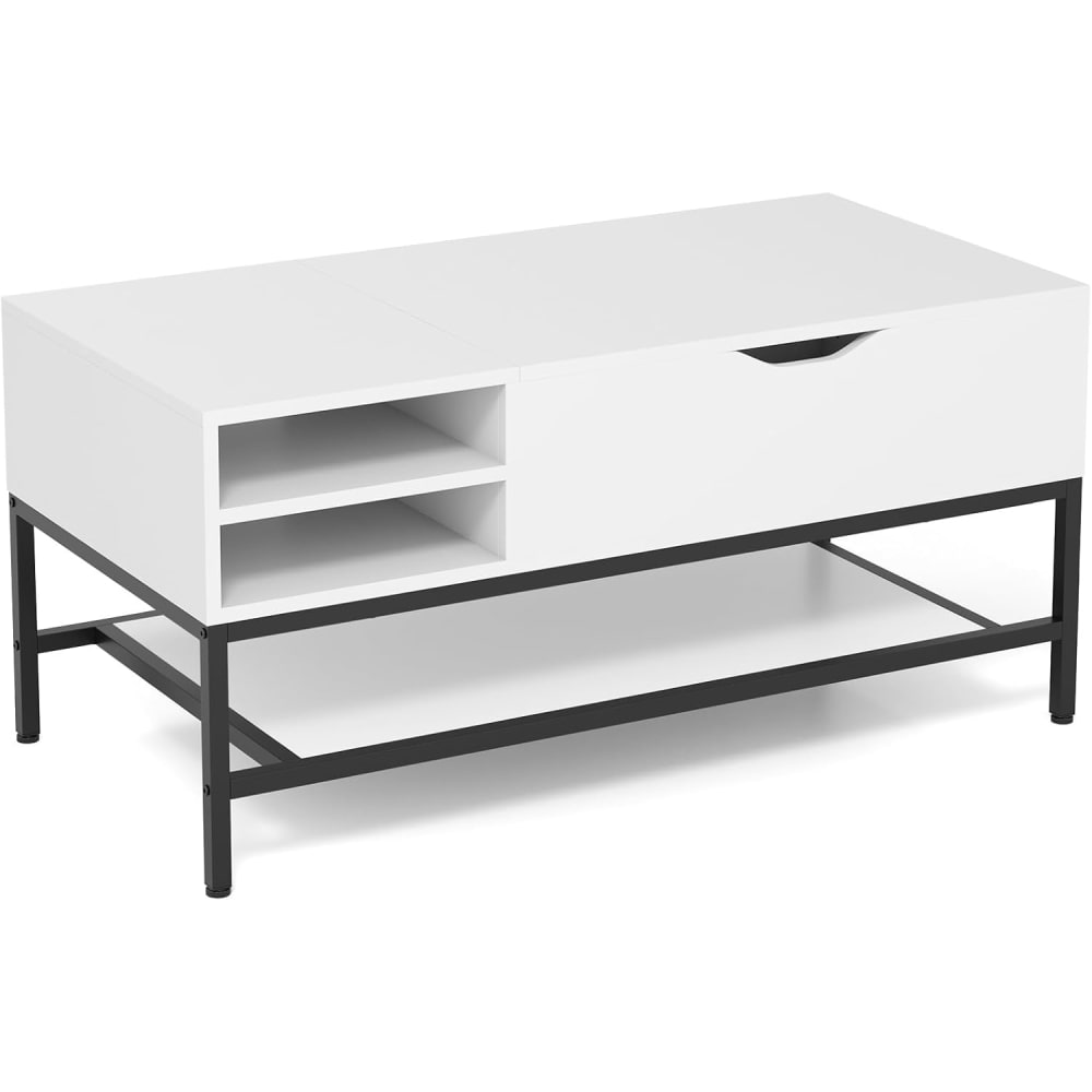 Table basse plateau relevable vérin à gaz blanc 100 x 49,5 x 47cm