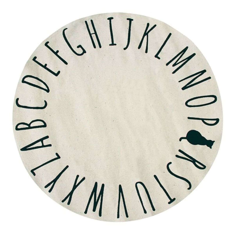 Tapis enfant coton imprimé alphabet et chat diam.90