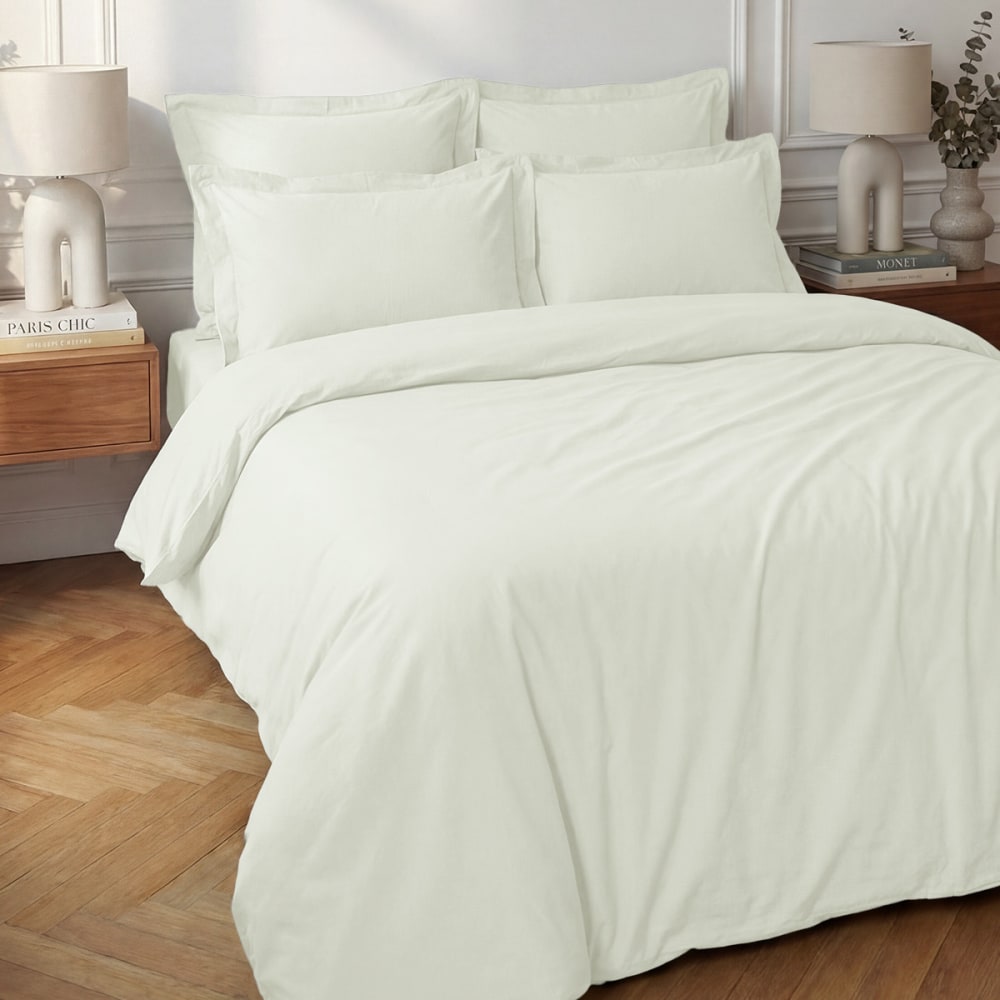 Parure housse de couette + 2 taies 65x65 cm  ecru 260x240 cm