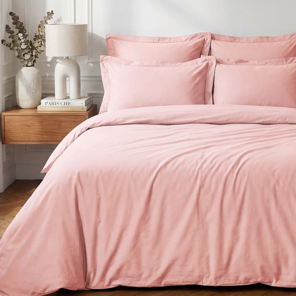 Parure housse de couette + 2 taies 50x70 cm  poudre 200x200 cm