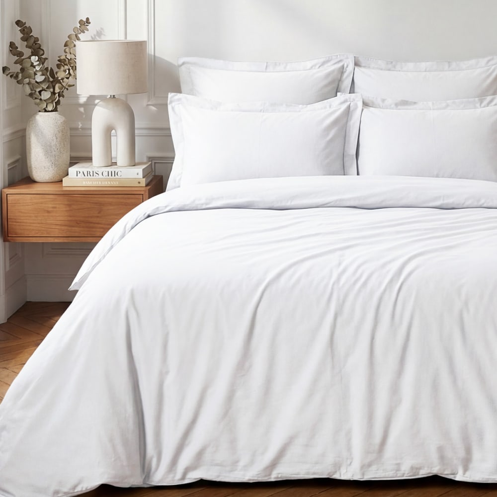 Parure housse de couette + 2 taies 50x70 cm  blanc 240x220 cm