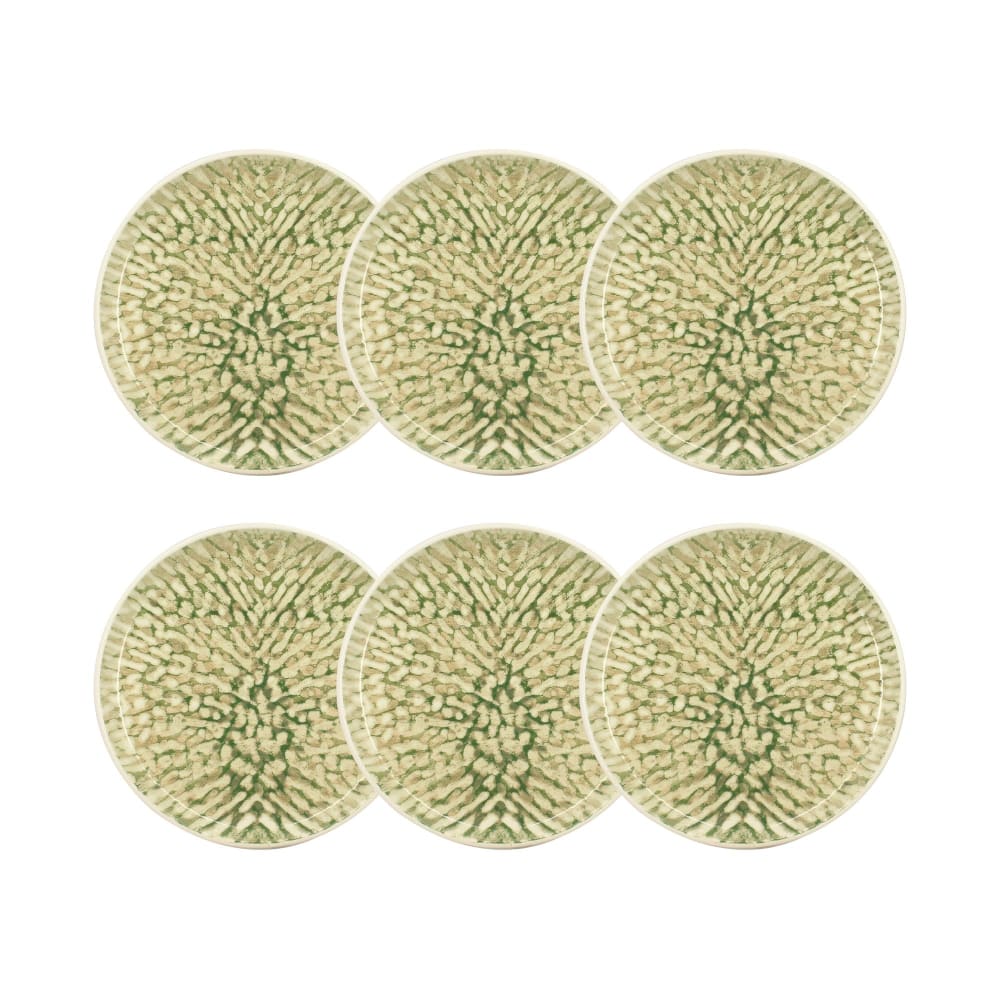 Lot de 6 assiettes à dessert vertes en grès 20cm