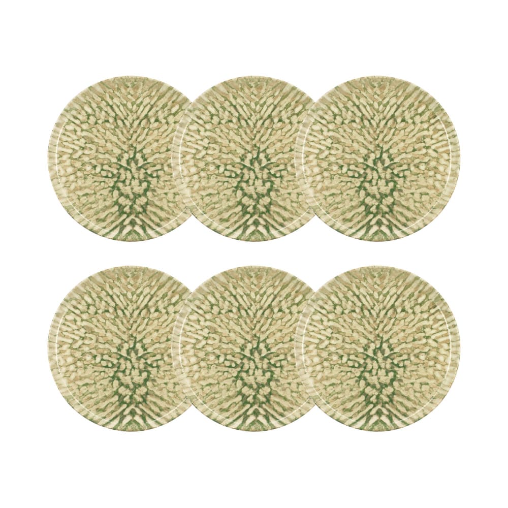 Lot de 6 assiettes plates vertes en grès 26cm