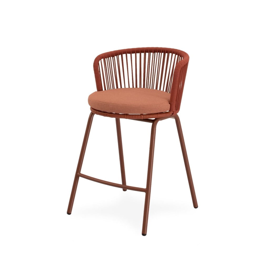 Koketto Home Outdoorhocker terracotta mit Kissen Rot Stahl