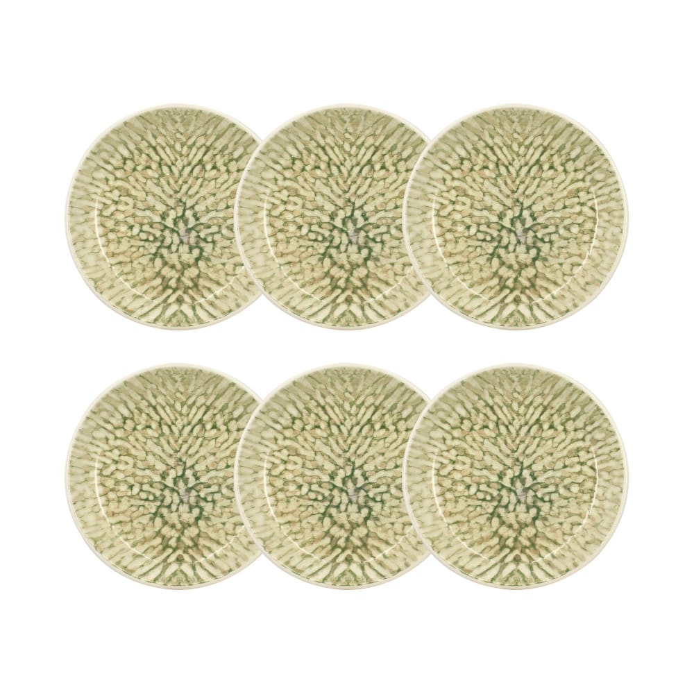 Lot de 6 assiettes creuses vertes en grès 20,5cm