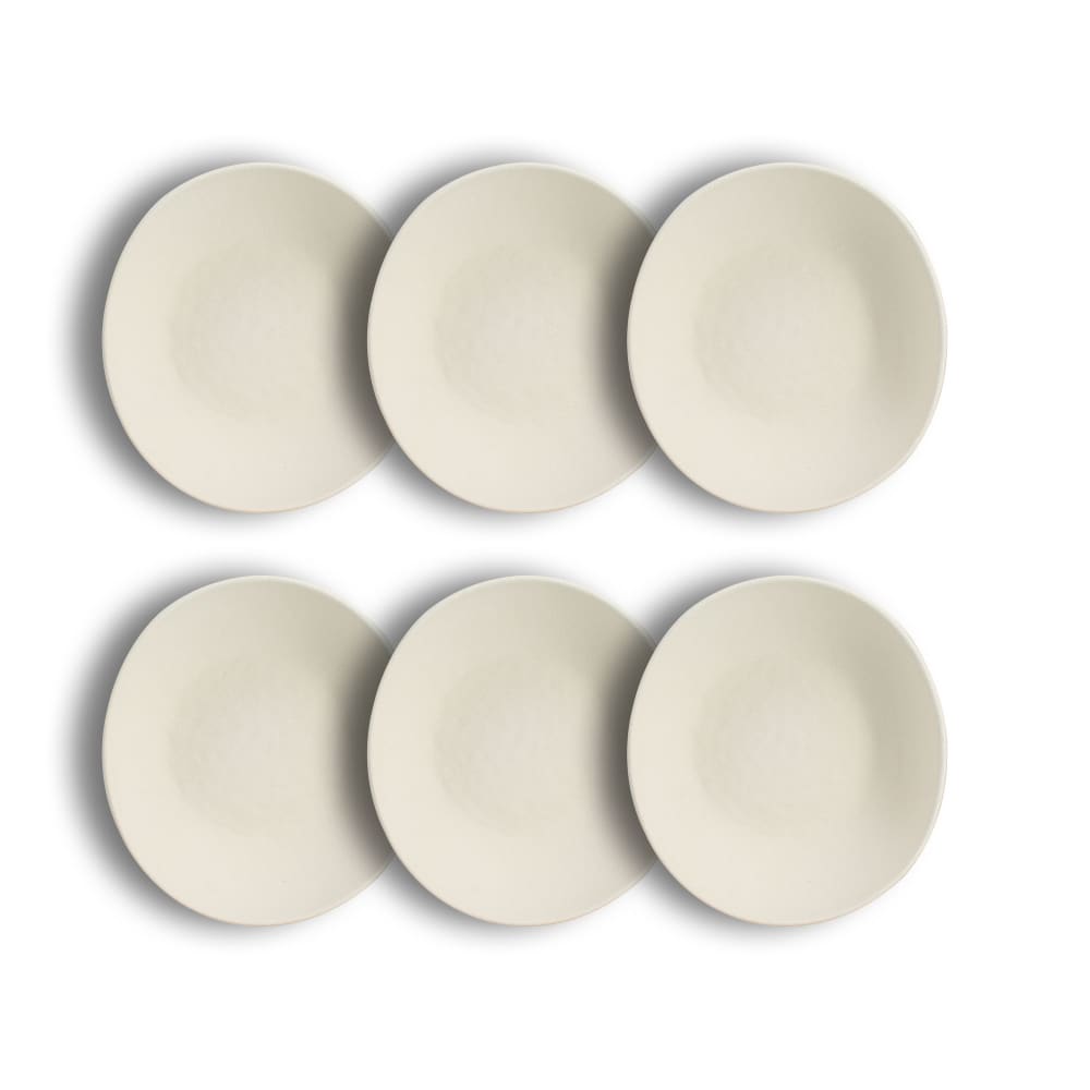 Lot de 6 assiettes creuses texturées 21cm en grès blanc mat