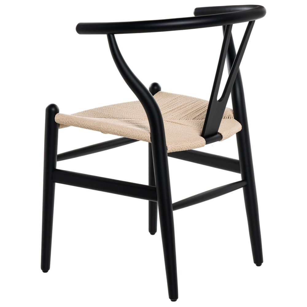 Schwarzer Holzstuhl mit Sitz aus Naturfaser - Maisons Du Monde