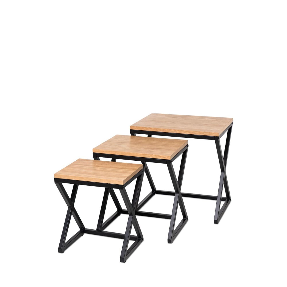 Couchtisch-Set Eichenholz und schwarze Beine - Maisons Du Monde