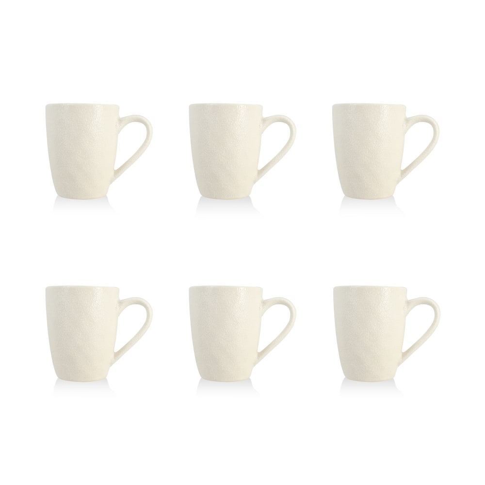 Lot de 6 mugs 33cl blanc mat en grès