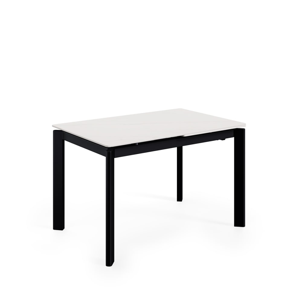 mesa extensible 120 tapa marmol blanco patas negro