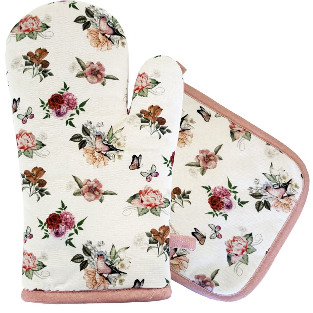 Gant de cuisine fleurs oiseaux et papillons - Maisons du Monde