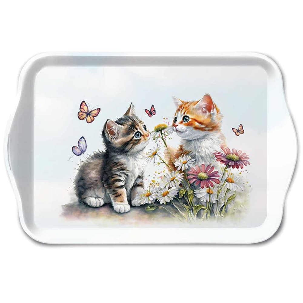 Mini plateau rectangulaire motif chatons et papillons Mini plateau rectangulaire motif chatons et papillons