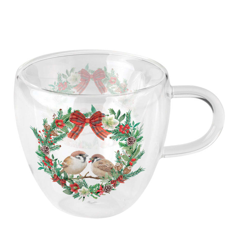 Tasse à thé en verre double paroi moineaux 200 ml