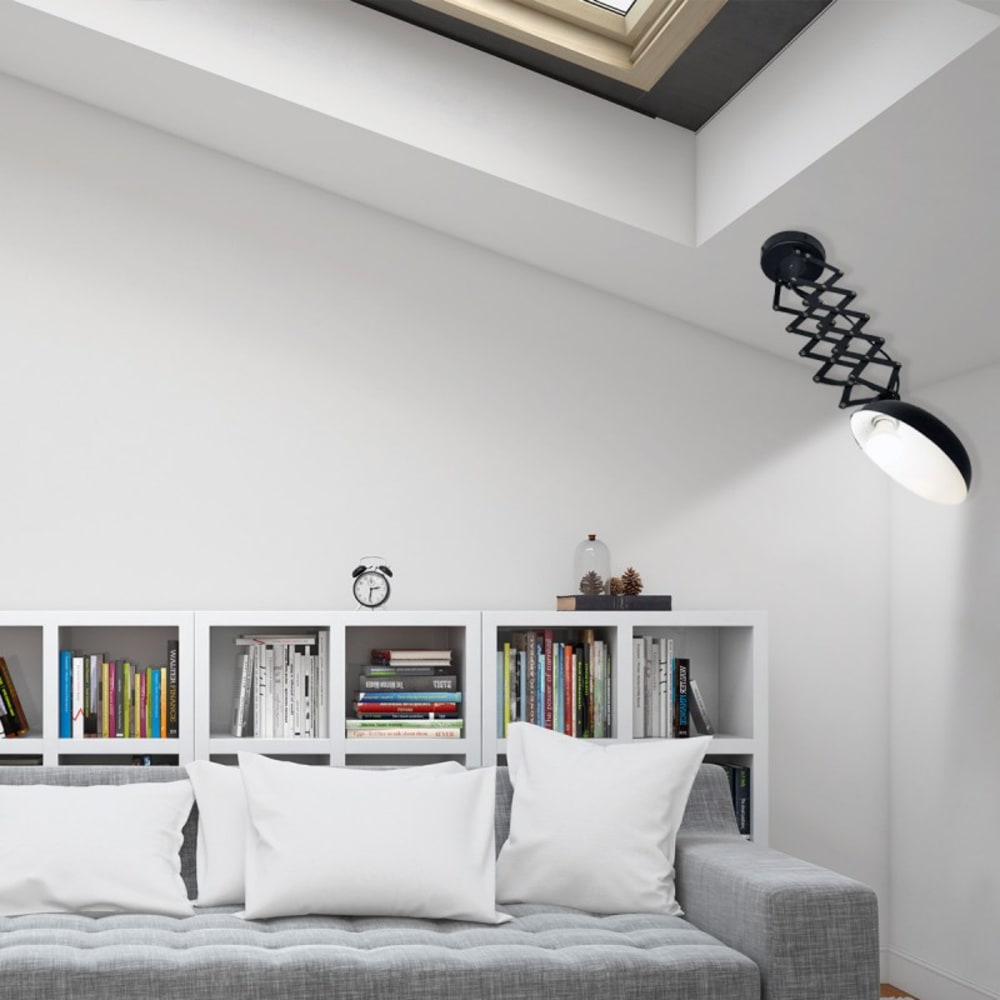 Plafonnier extensible ciseaux noir style industriel, E27 62cm — vue 3