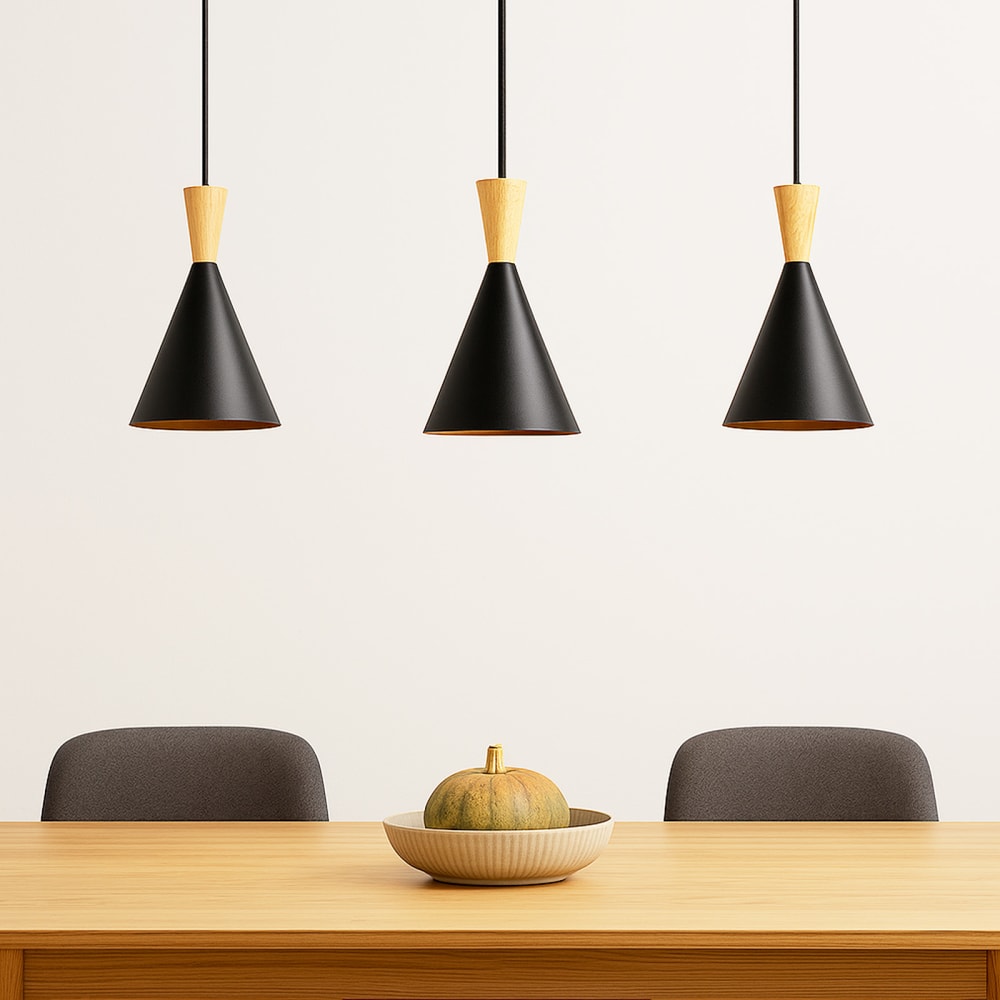 Plafonnier nordique métal et bois noir, E27 16cm — vue 4