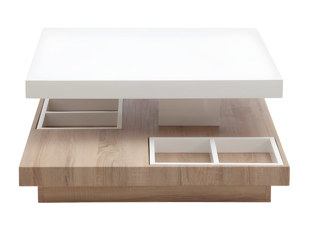 table basse effet bois - blanc