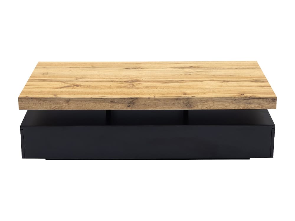 Table basse fixe effet bois noir