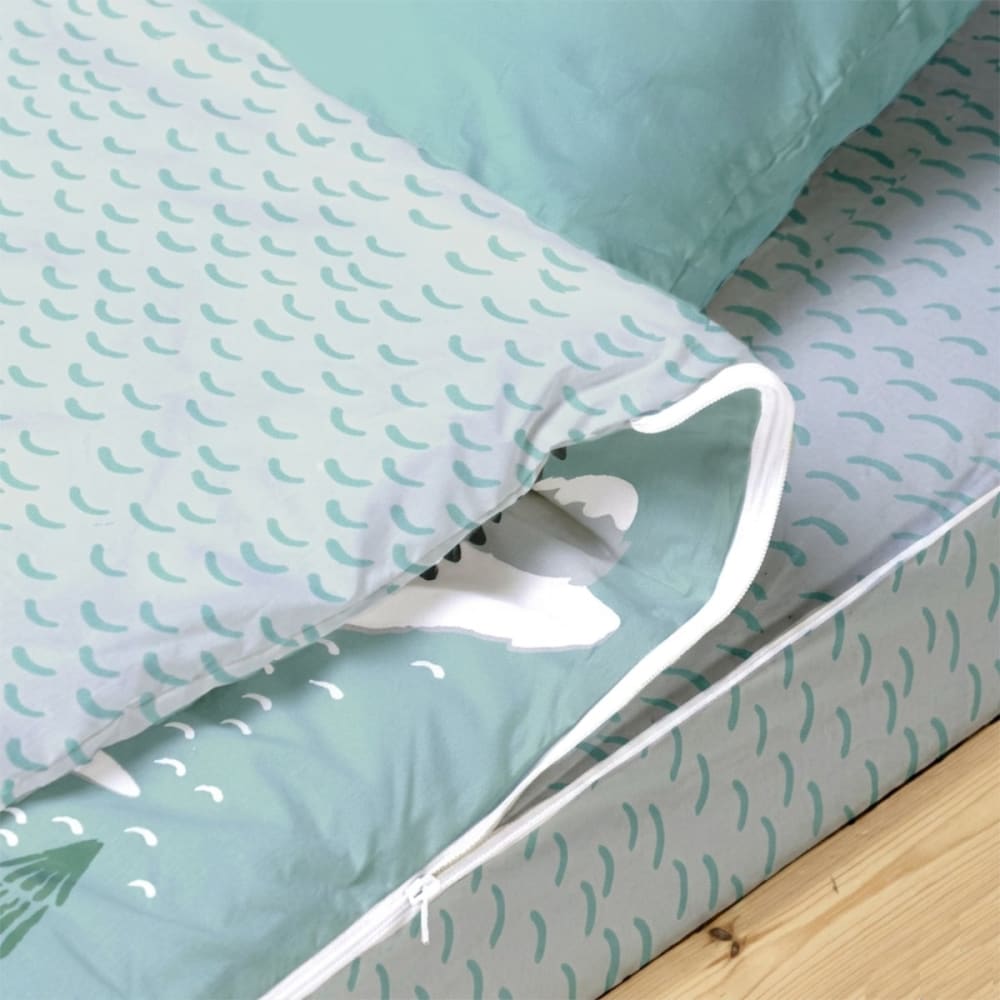 Parure de lit enfant sans couette motif igloo 90x190cm (Bleu Câlin) - Image 2