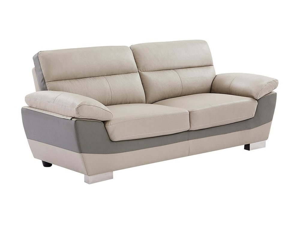 Canapé fixe cuir 3 places taupe