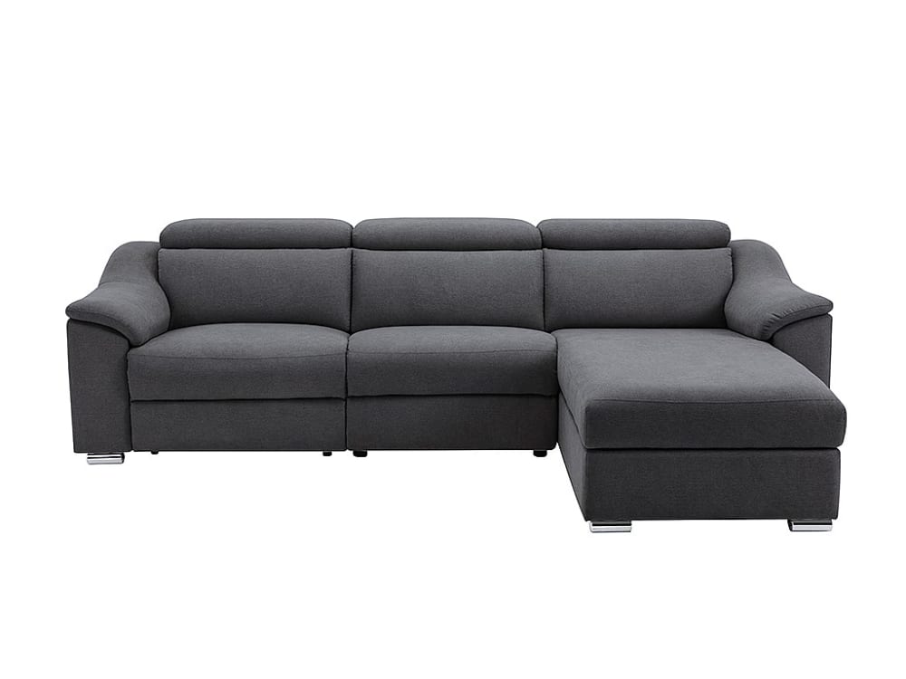 Canapé d'angle polyester 5 places gris anthracite