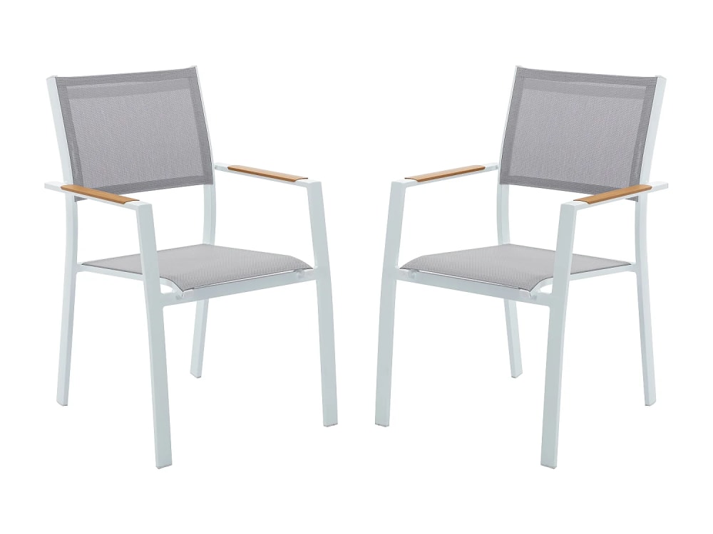 Lot de 2 fauteuils textilène blanc