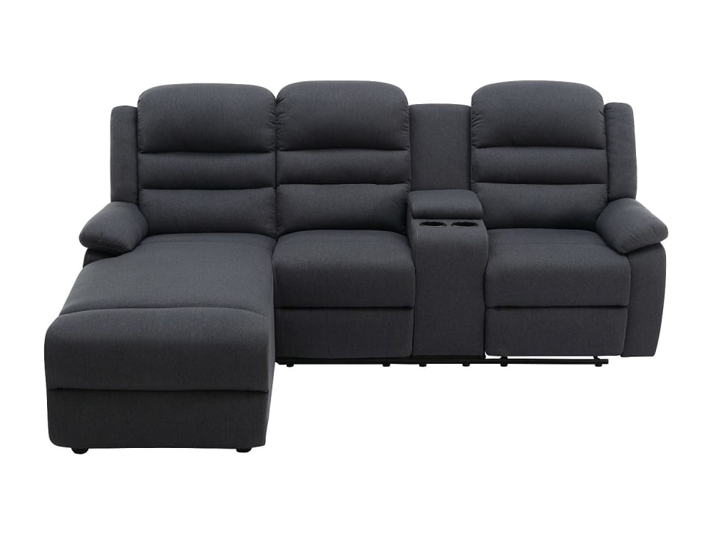 Canapé d'angle polyester 4 places gris anthracite