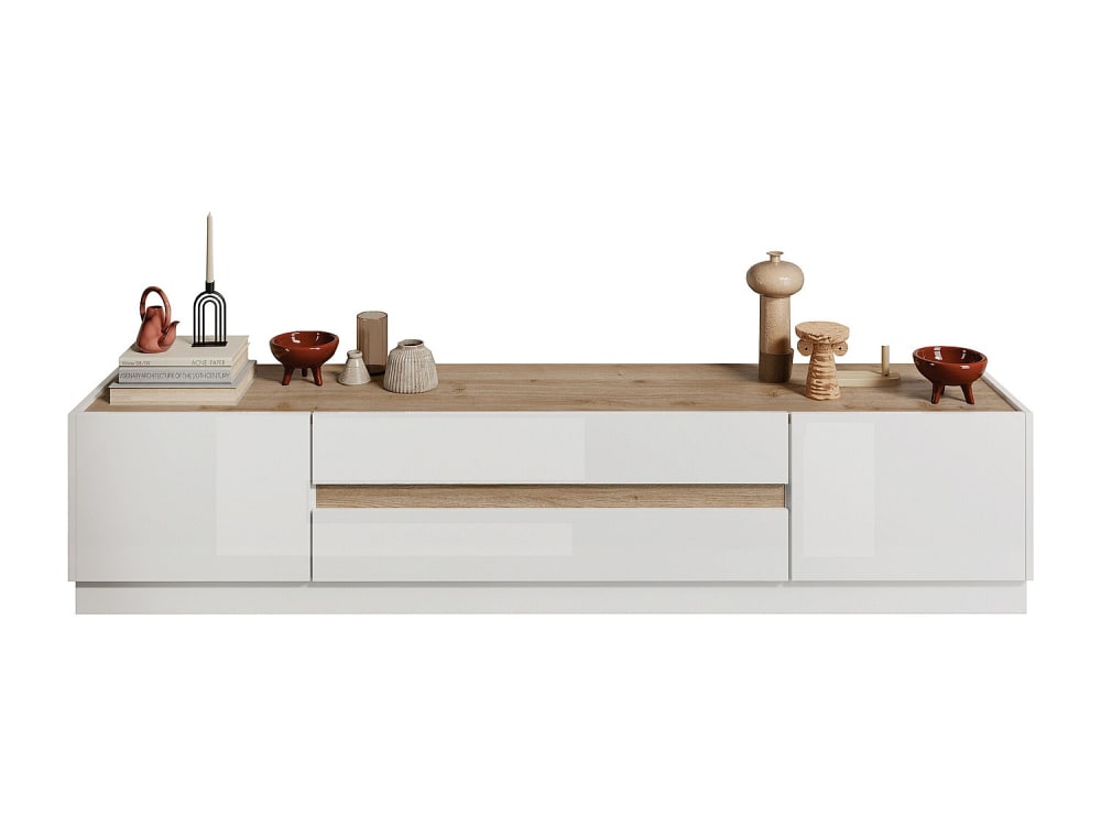 Meuble TV effet bois , blanc