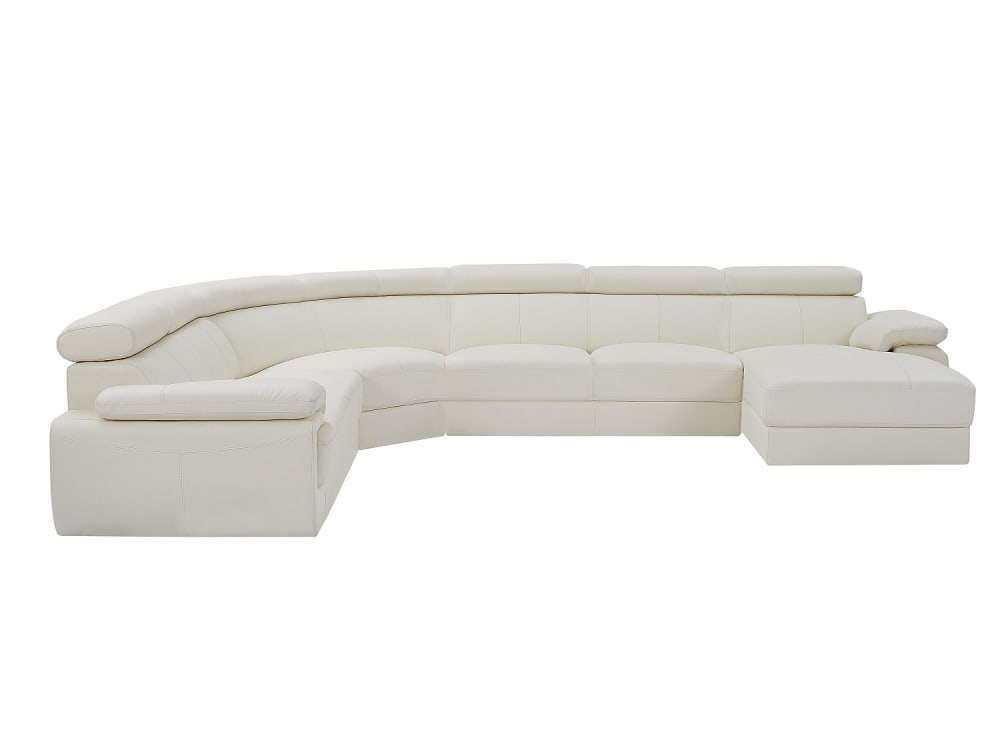 Canapé d'angle cuir 7 places blanc