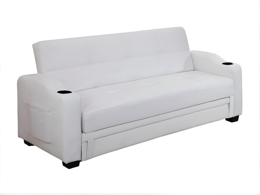 Canapé convertible simili cuir 3 places blanc