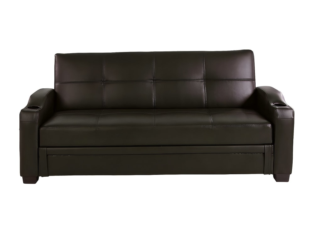 Canapé convertible simili cuir 3 places marron chocolat