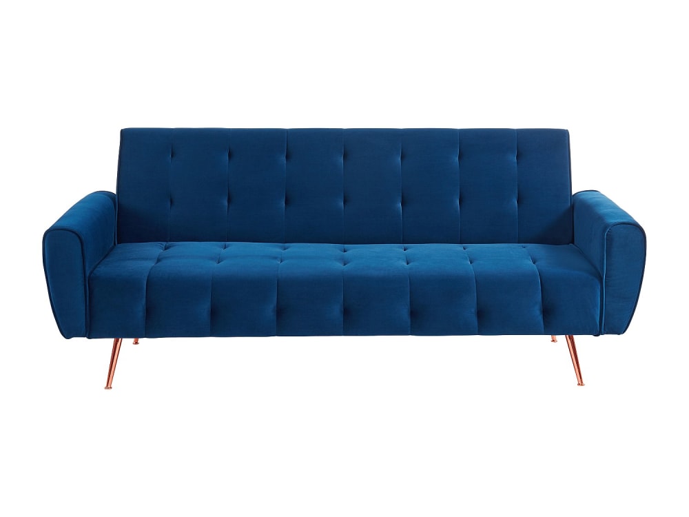 Canapé convertible polyester 3 places bleu roi}