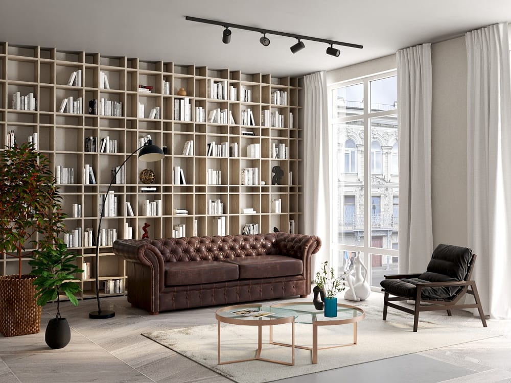 Canapé fixe croûte de cuir 3 places marron chocolat