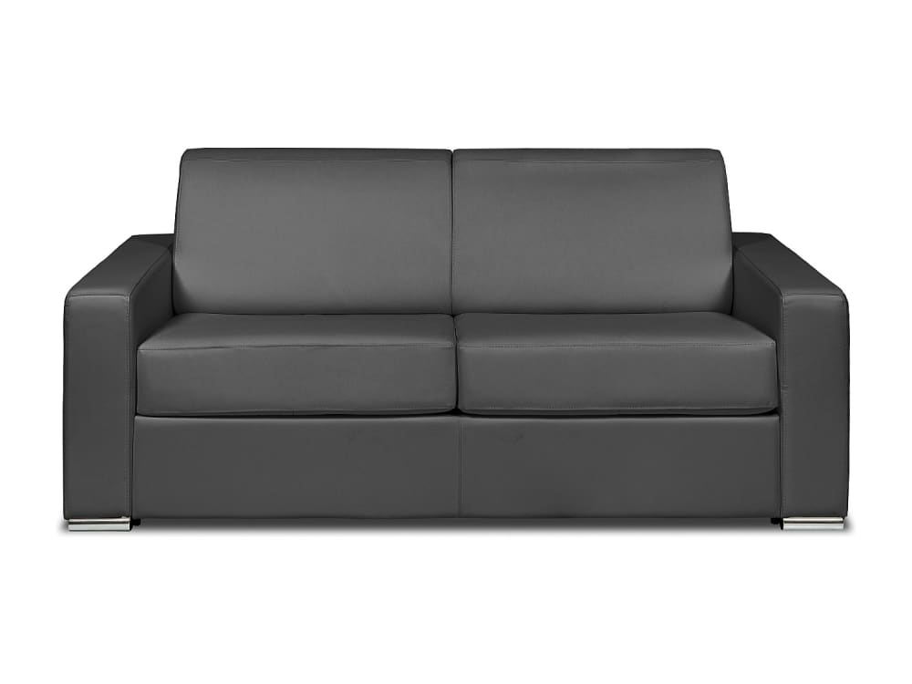 Canapé convertible 100% cuir 3 places gris} Canapé convertible 100% cuir 3 places gris}