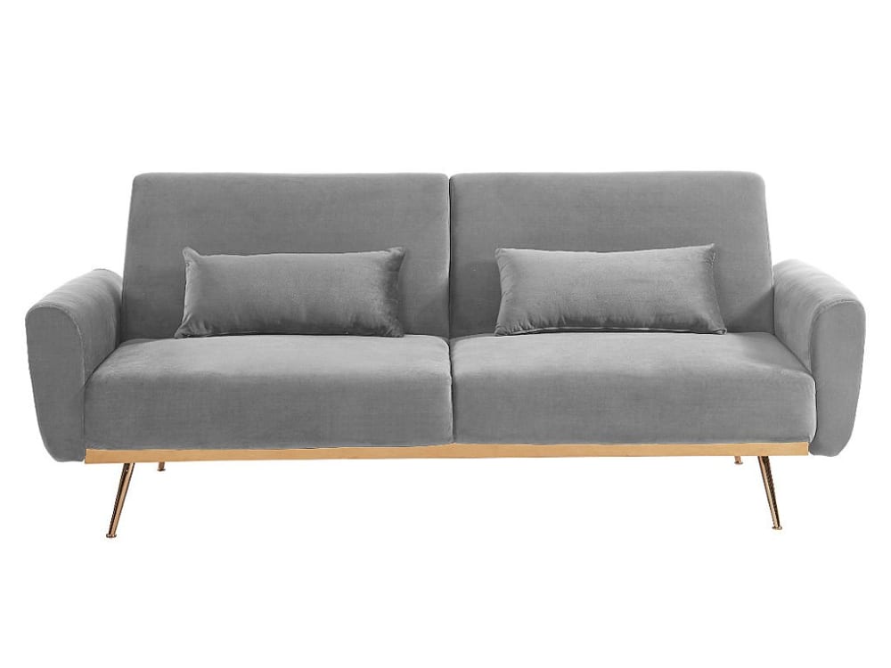 Canapé convertible velours 3 places gris clair