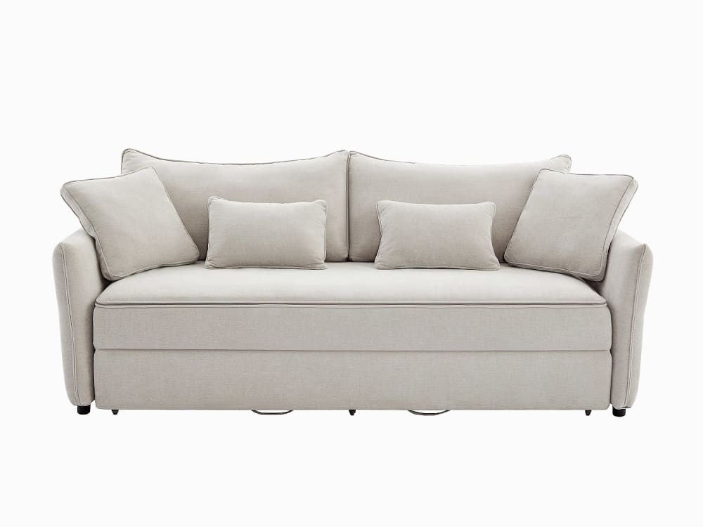 Canapé convertible polyester 3 places beige}
