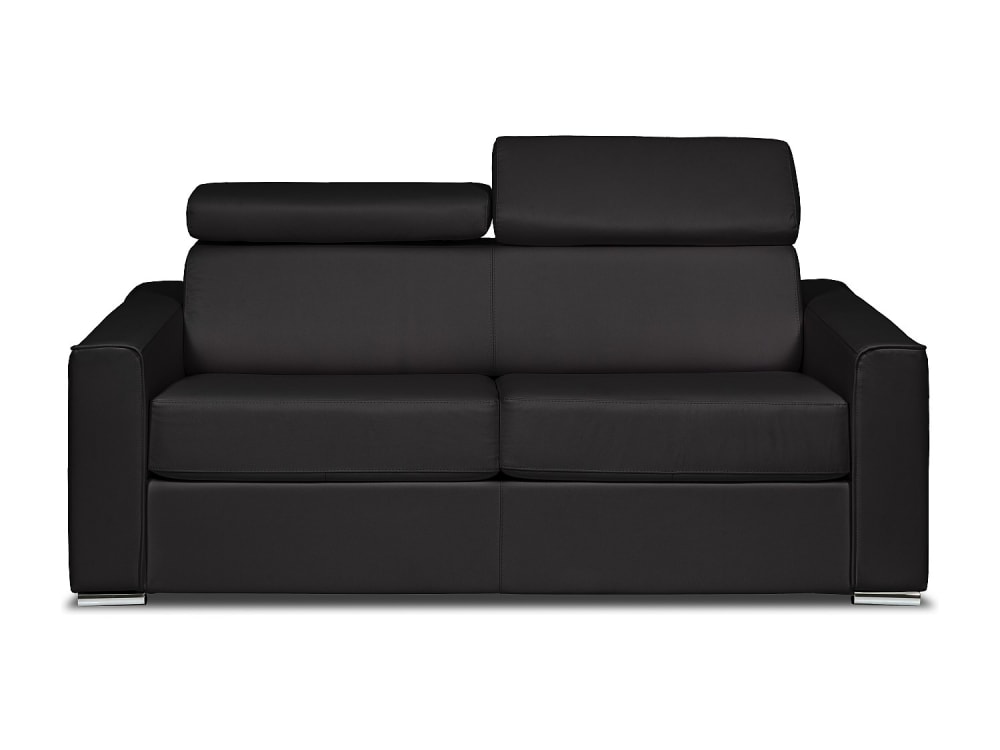 Canapé convertible 100% cuir 3 places noir}