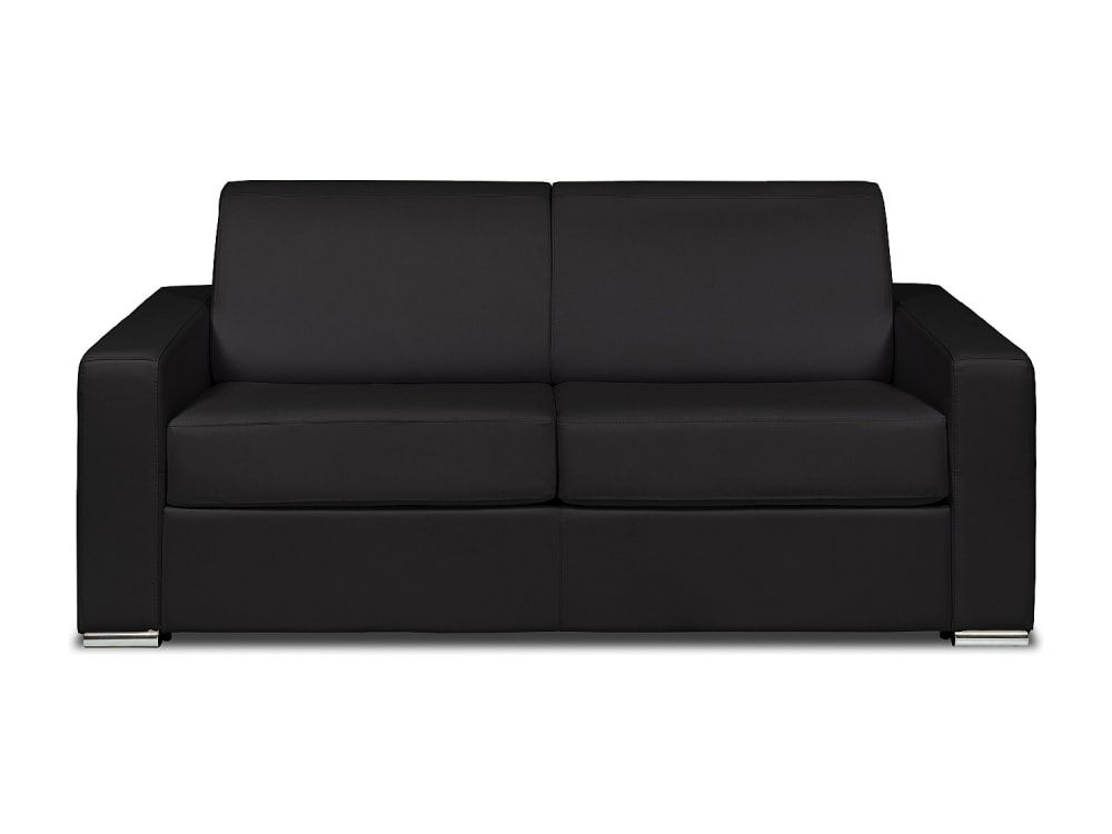Canapé convertible 100% cuir 3 places noir} Canapé convertible 100% cuir 3 places noir}