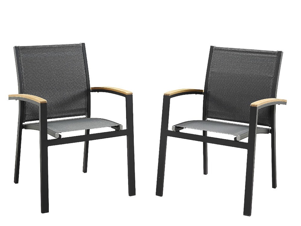Lot 2 chaises jardin - aluminium anthracite