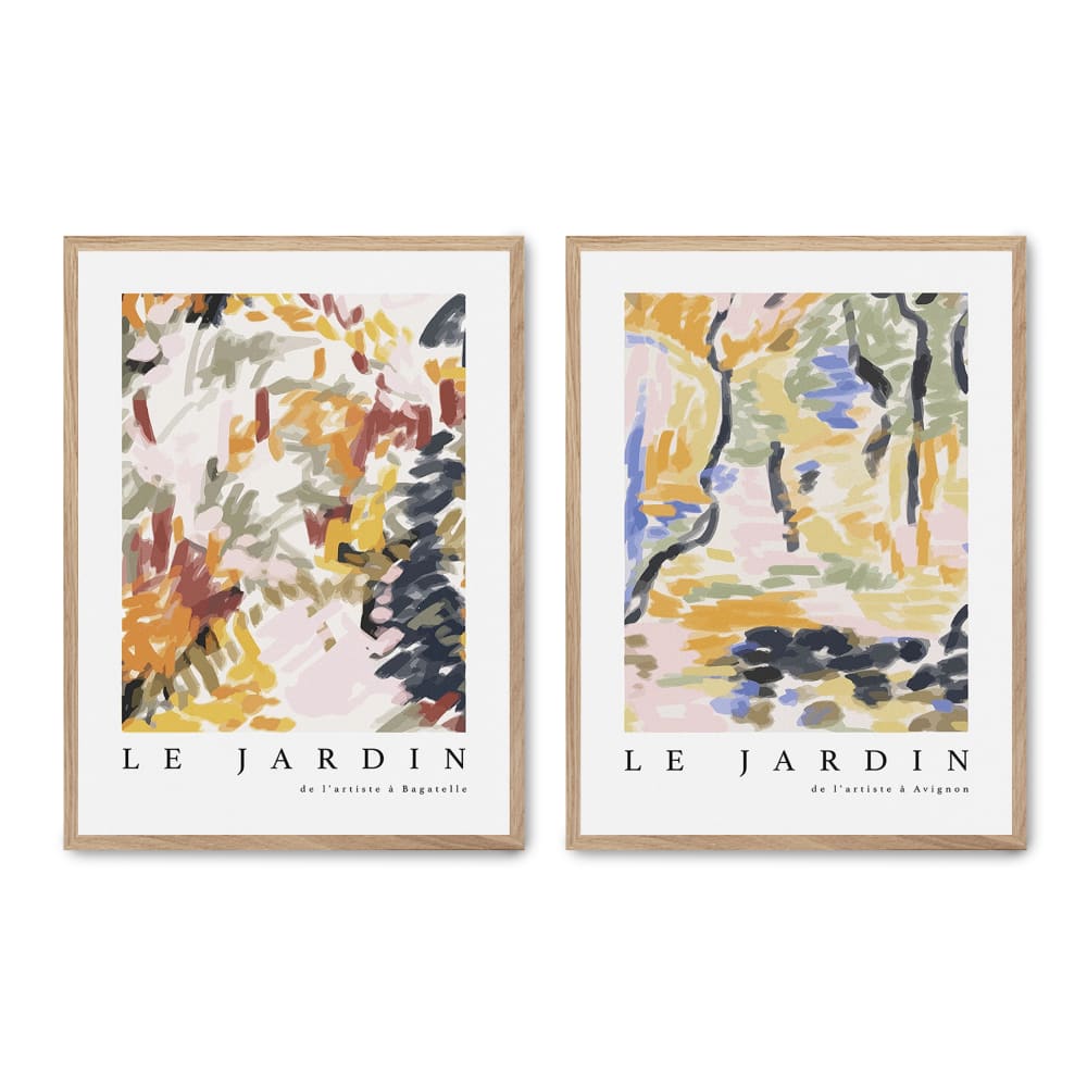 Poster Lab 2er Set Wandbilder 045, hochwertiger rahmen, eichenfurnier, 30x40 cm Mehrfarbig Holz