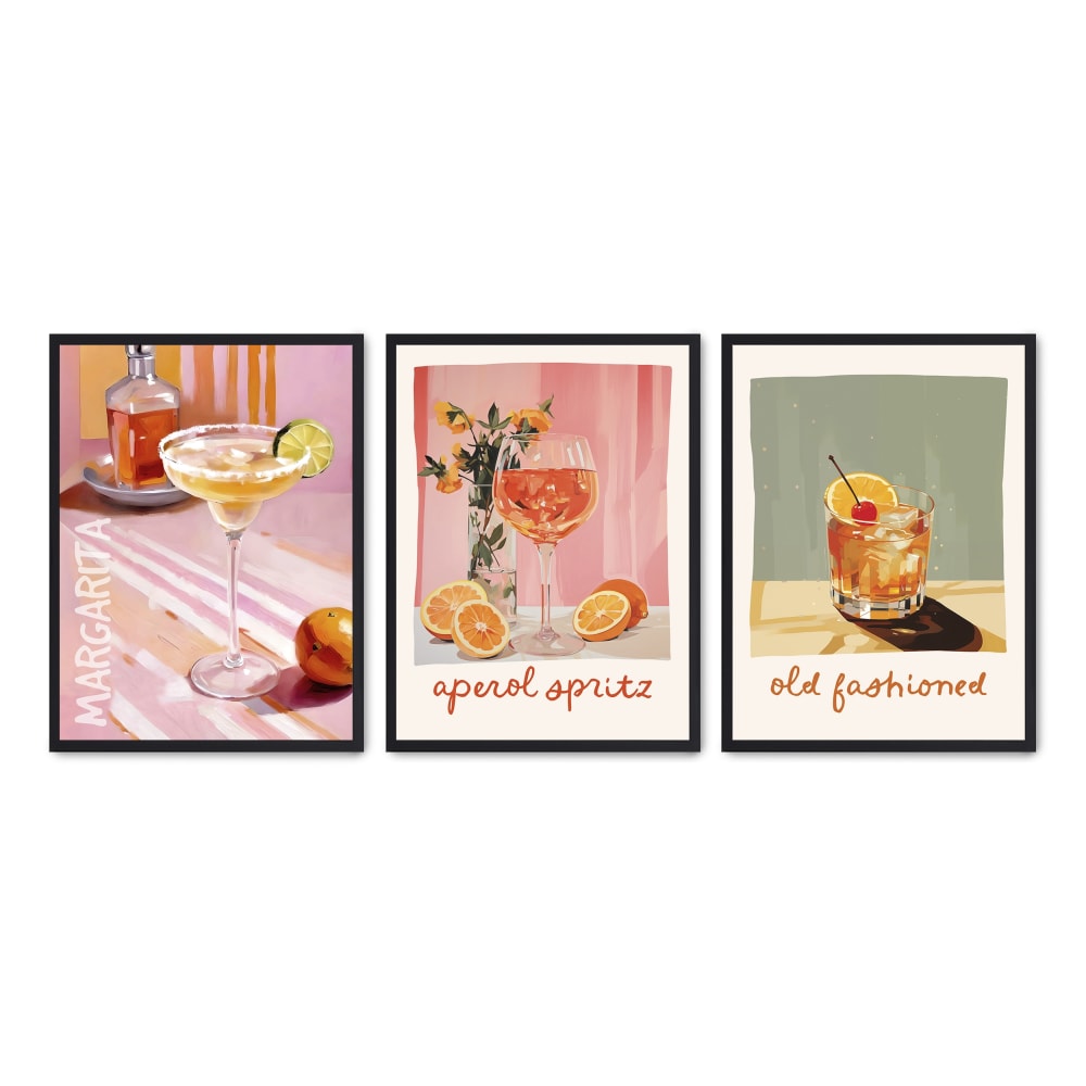 Poster Lab 3er Set Wandbilder 207, schwarzer rahmen, 30x40 cm Mehrfarbig Holz
