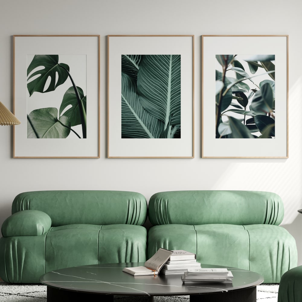 Poster Lab 3er Set Wandbilder 203, hochwertiger rahmen, eichenfurnier, 50x70 cm Mehrfarbig Holz