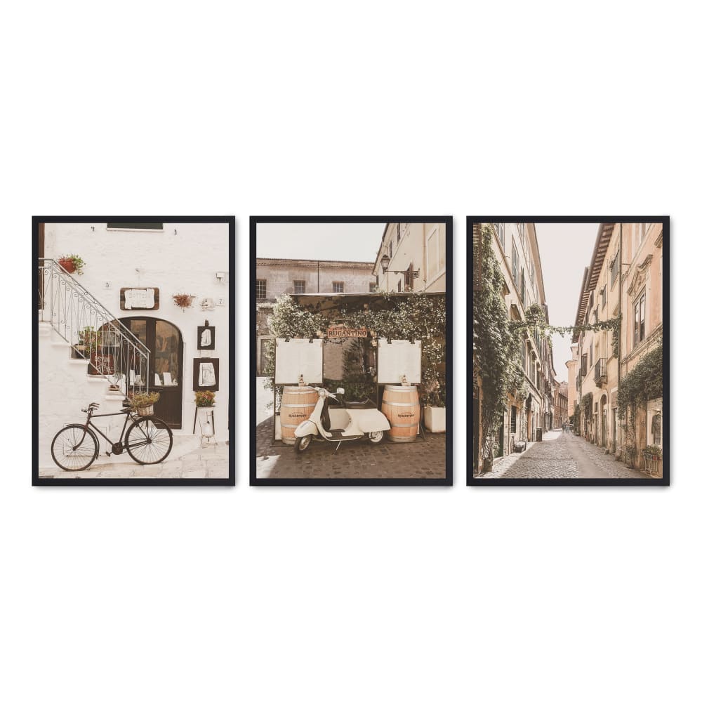 3er Set Wandbilder 163, schwarzer rahmen, 50x70 cm - Maisons Du