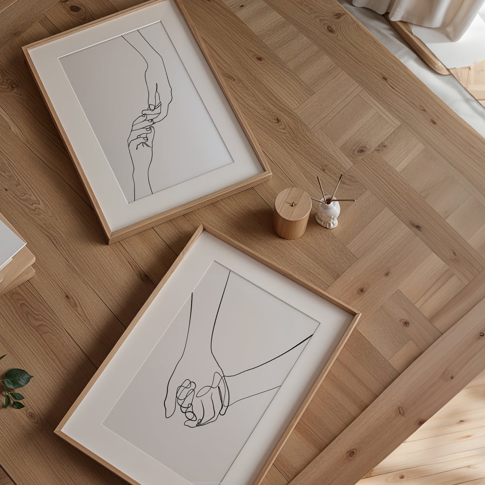 Poster Lab 2er Set Wandbilder 029, hochwertiger rahmen, eichenfurnier, 50x70 cm Mehrfarbig Holz