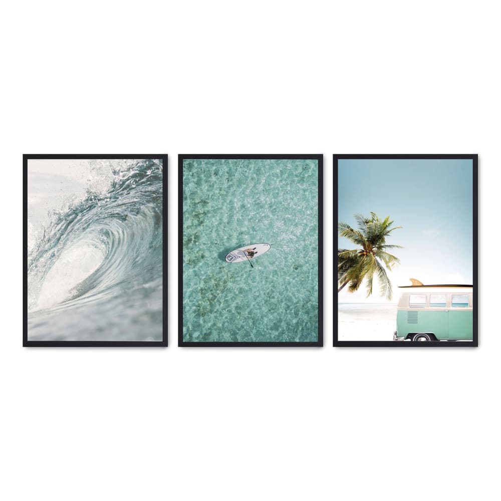 Poster Lab 3er Set Wandbilder 231, schwarzer rahmen, 50x70 cm Mehrfarbig Holz