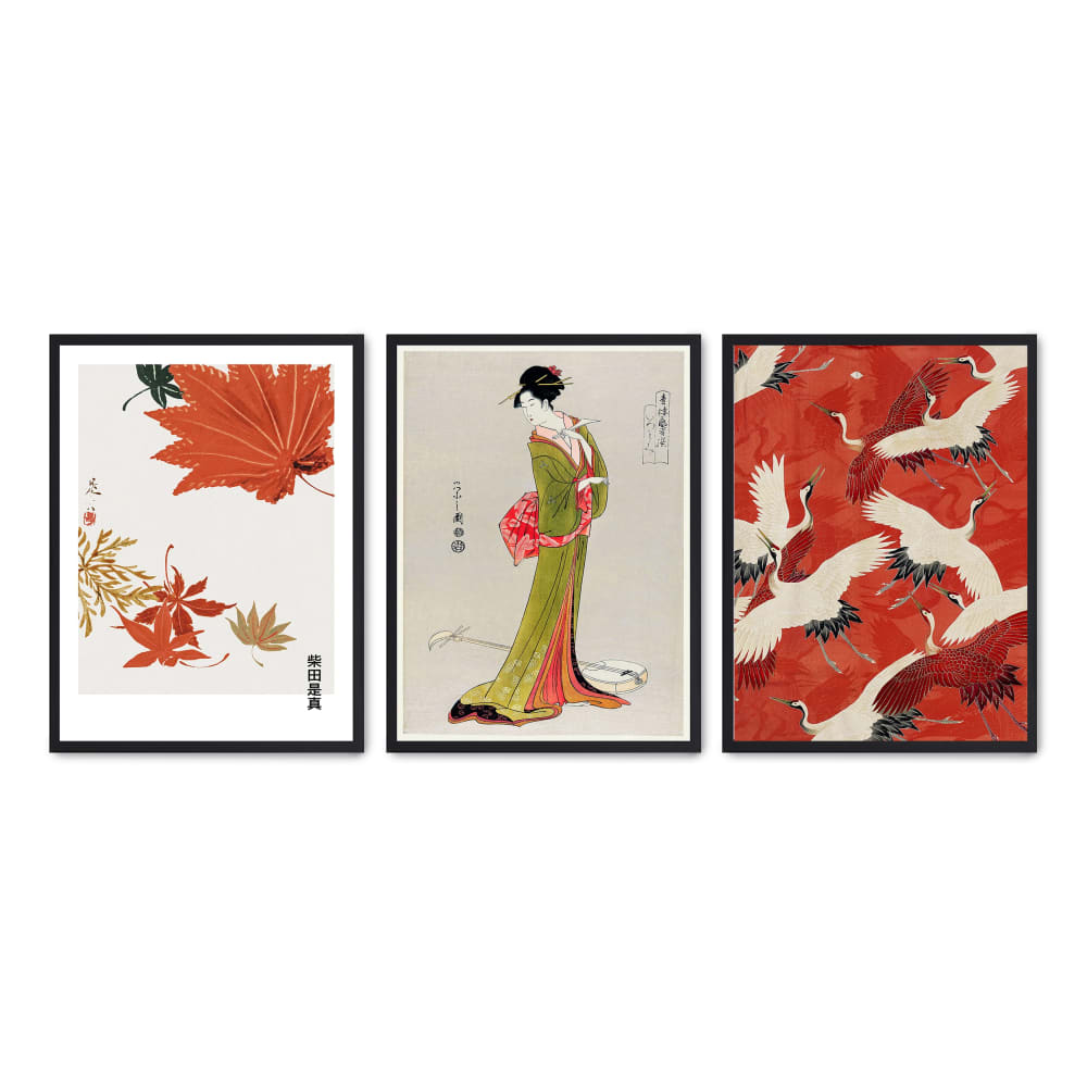 3er Set Wandbilder 179, schwarzer rahmen, 50x70 cm - Maisons Du