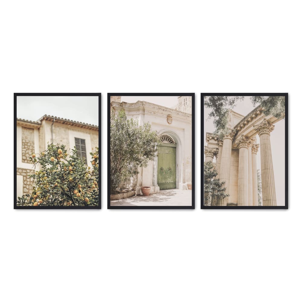3er Set Wandbilder 162, schwarzer rahmen, 30x40 cm - Maisons Du