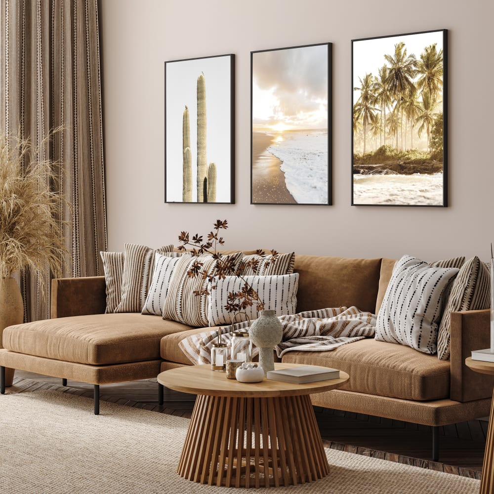 3er Set Wandbilder 229, schwarzer rahmen, 30x40 cm - Maisons Du